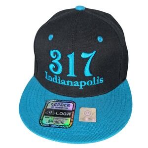 Leader of Generation Apparel 317 Indianapolis Snapback Hat Black Teal One Size